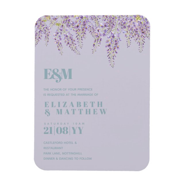 Lila Wisteria Sage Blumengarten Hochzeit Magnet (Vertikal)