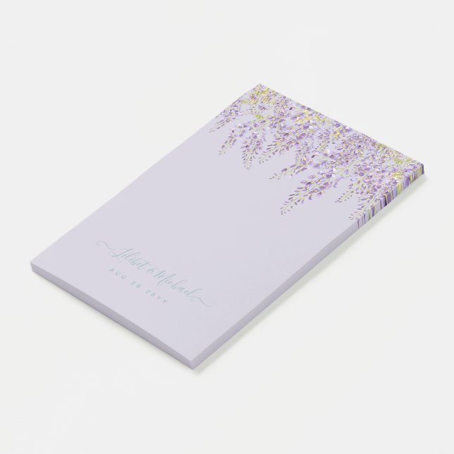Lila Wisteria Sage Blumengarten Hochzeit Post-it Klebezettel (angewinkelt)