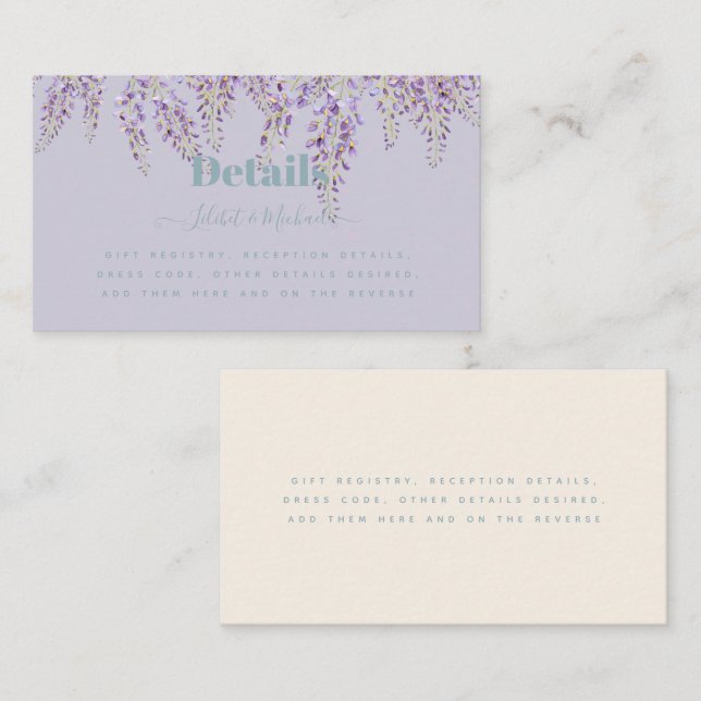 Lila Wisteria Sage Blumengarten Hochzeit Visitenkarte (Vorne/Hinten)