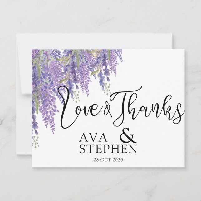 Lila Wisteria tree Wedding Vielen Dank Dankeskarte (Vorderseite)