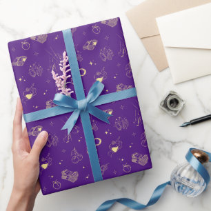 Lila Witchy S3xy Gold Icons Muster Geschenkpapier