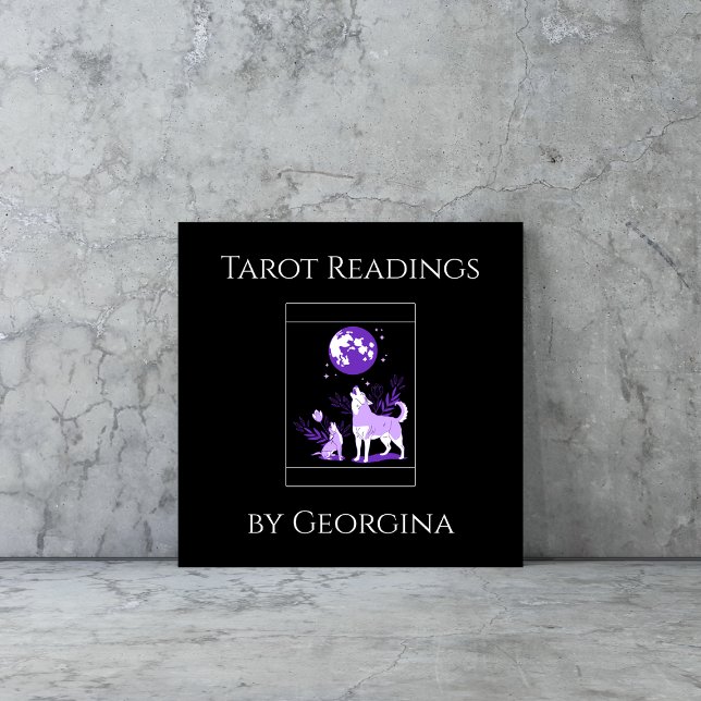 Lila Wolf & Moon Tarot Readings Mystical Witchy Quadratische Visitenkarte (Von Creator hochgeladen)