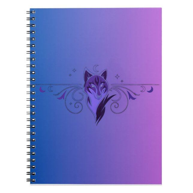 Lila Wolf Notizbuch Notizblock (Vorderseite)