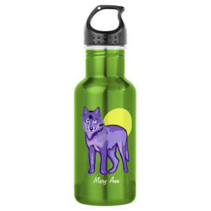 Lila Wolf-Vollmond Trinkflasche