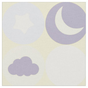 Lila Wolken Monde und Sterne Babyzimmer Muster Stoff
