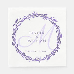 Lila Woodsy Hochzeit Ultra-Violet Chic Kranz Serviette
