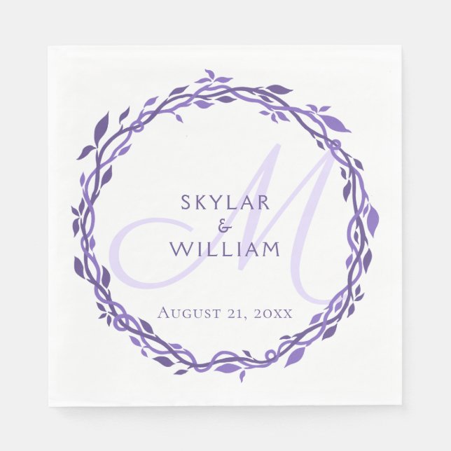 Lila Woodsy Hochzeit Ultra-Violet Chic Kranz Serviette (Vorderseite)