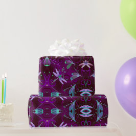 Lila Wrapping-Papier für Libellen Geschenkpapier