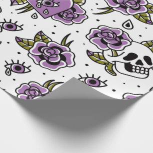 Lila Wrapping-Papier von Tattoo und Rose Geschenkpapier