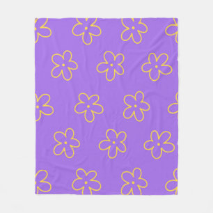 Lila Y2K-Wildblume mit lebhafter Retro-Feder Fleecedecke