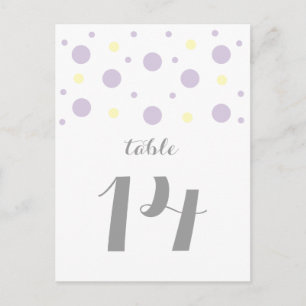 Lila Yellow Confetti Tischnummer Postkarte