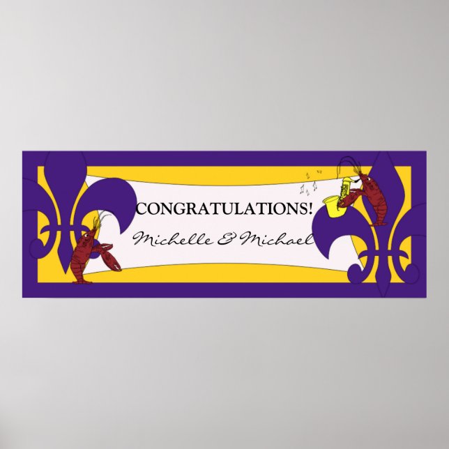 Lila Yellow Lilie Crawfish Party Banner Poster (Vorne)