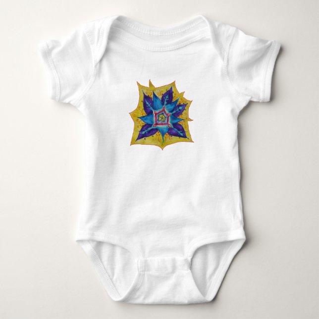 Lila Yellow Mandala Baby Jersey Bodysuit Baby Strampler (Vorderseite)