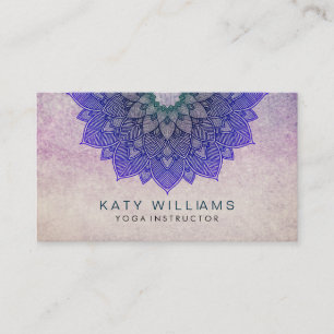Lila Yoga Instructor Lotus Blume Wasserfarbe Visitenkarte