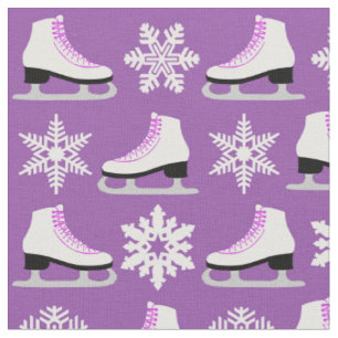 Lila Zahl Skate und Schneeflocke-Weihnachten Stoff