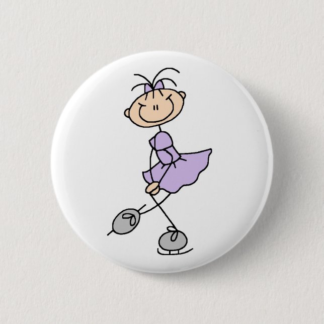 Lila Zahl Skater-Mädchen-Knopf Button (Vorderseite)