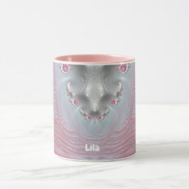 LILA ~ Zany 3D Fraktal ~ Rosa und Weiß Tasse