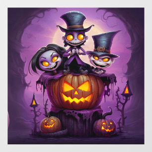 Lila Zauberpagan-Monster niedlich Halloween Fensteraufkleber