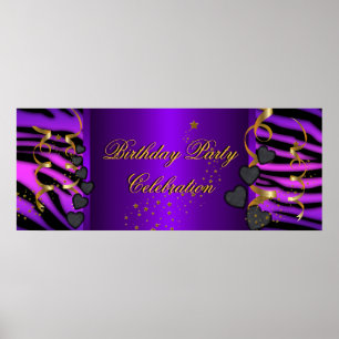 Lila Zebra-Banner-Birthday Party-Feier Poster