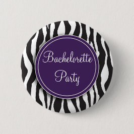 Lila Zebra-Druck-Junggeselinnen-Abschieds-Knopf Button