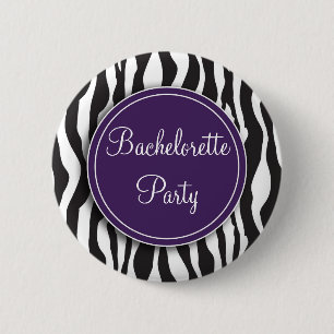 Lila Zebra-Druck-Junggeselinnen-Abschieds-Knopf Button