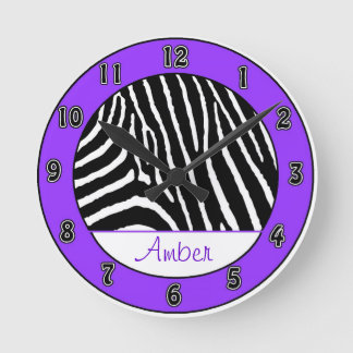 Lila Zebra Girls Uhr mit Namen