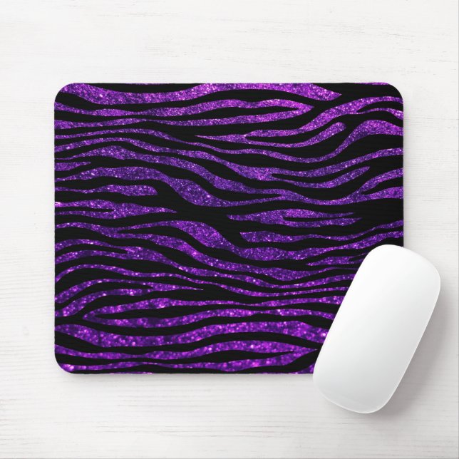 Lila Zebra, Glitzer Zebra, Zebra Print, Streifen Mousepad (Mit Mouse)