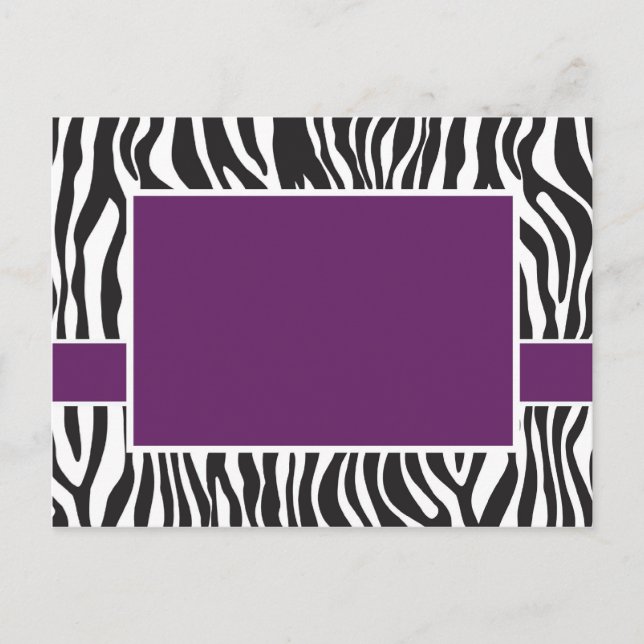 Lila Zebra Invite Postkarte (Vorderseite)