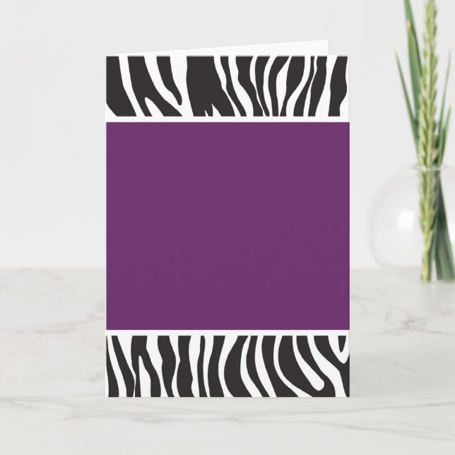 Lila Zebra laden ein Einladung (Vorderseite)