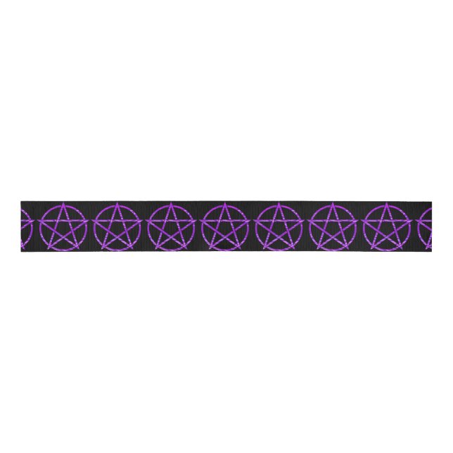 Lila Zebra Pentagram Ripsband (Vorderseite)