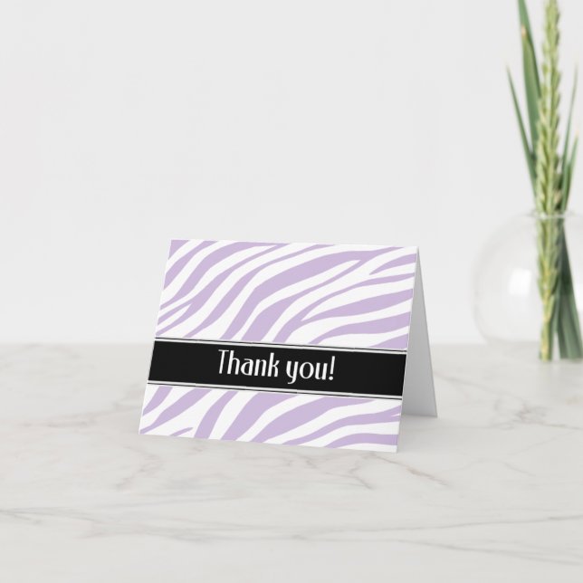 Lila Zebra Print Dankeschön Karte (Vorderseite)