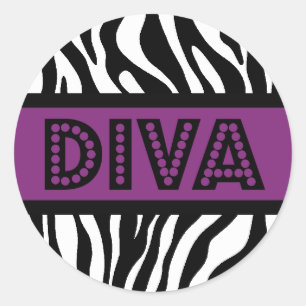 Lila & Zebra Print DIVA Typografie Party Sticker