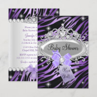 Lila Zebra Print & Princess Tiara Baby Dusche