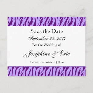Lila Zebra Print Save the Date Postkarte