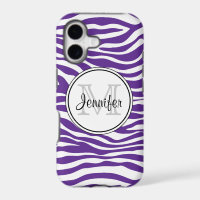 Lila Zebra Print Trendy Monogramm iPhone 5