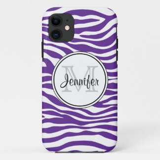Lila Zebra Print Trendy Monogramm iPhone 5 Case-Mate iPhone Hülle