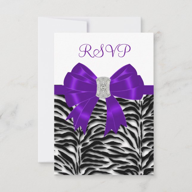 Lila Zebra-RSVP-Karte RSVP Karte (Vorderseite)
