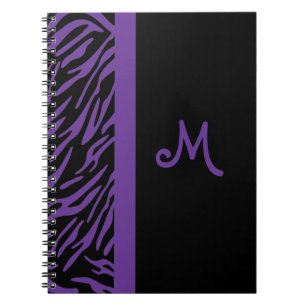 Lila Zebra-Streifen-Monogramm-Notizbuch Notizblock