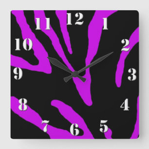 Lila Zebra Strip-Tierausdruck Quadratische Wanduhr