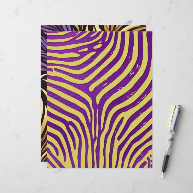 Lila Zebra Stripe Mustervorlage (Vorderseite/Rückseite Beispiel)