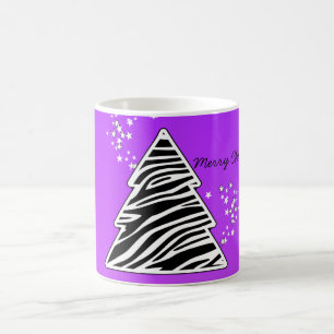 Lila Zebra-Weihnachtsbaum Kaffeetasse