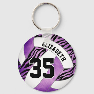 lila Zebrastreifen Akzente Mädchen Volleyball Schlüsselanhänger