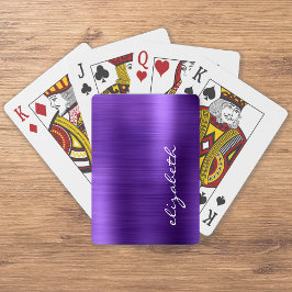 Lila Zeichenskript aus gebürstetem Metall Spielkarten