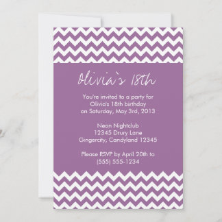 Lila Zickzack Geburtstagseinladung Einladung