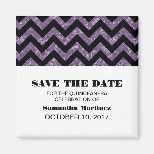Lila Zickzack Glitzer Quinceañera Magnet