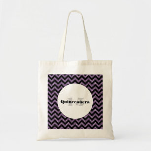 Lila Zickzack Glitzer Quinceñera Tote Tasche