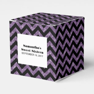 Lila Zickzack Glitzer Sweet 16 Gefälligkeitsboxen Geschenkschachtel
