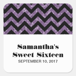 Lila Zickzack Glitzer Sweet 16 Stickers