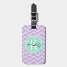 Lila Zickzack mit tadellosem Monogramm Gepäckanhänger
