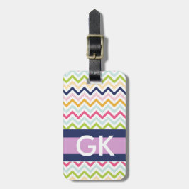 Lila Zickzack Monogramm-Gepäck-Umbau Gepäckanhänger